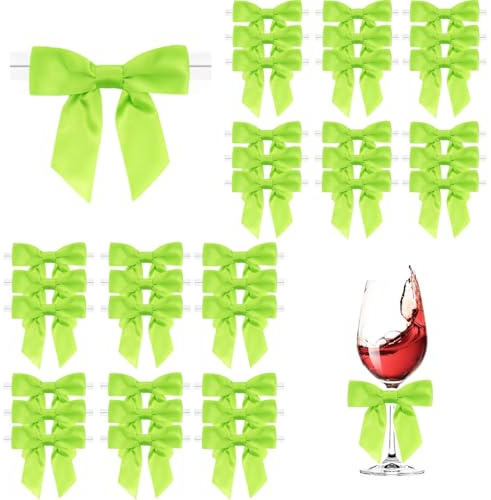 Dooozy 36 Stück 9cm Satin Schleife, Mini Geschenkschleifen aus Vorgebunden Schleifen Satinband für Geschenk DIY Keks Bonbontüten Weihnachtsbaum Hochzeitsdeko(Grün)