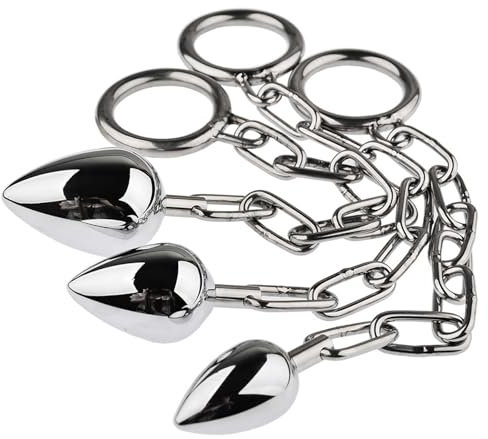 Aiteai Edelstahl Analplug Analkugel Lange Analkette mit Cockring Metall Anal Metall Buttplug Analplug Prostata Vaginal Massager Erektion SM Masturbation Sex Spielzeug für Männer Frauen Paare (L)