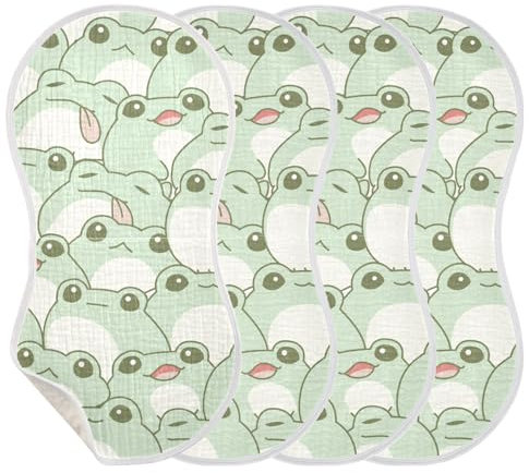 KLL - Musselin-Spucktücher für Babys, Mädchen, 4 Stück, große Baumwoll-Spucktücher, extra weich, saugfähig, bequem, Spucktücher, Baby-Waschlappen, lustige niedliche Tier-Spucktücher