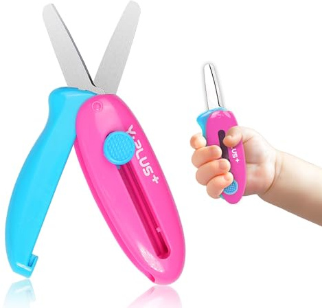 YPLUS Kinderschere ab 3, Teleskop Sicherheits-Schere Rosa