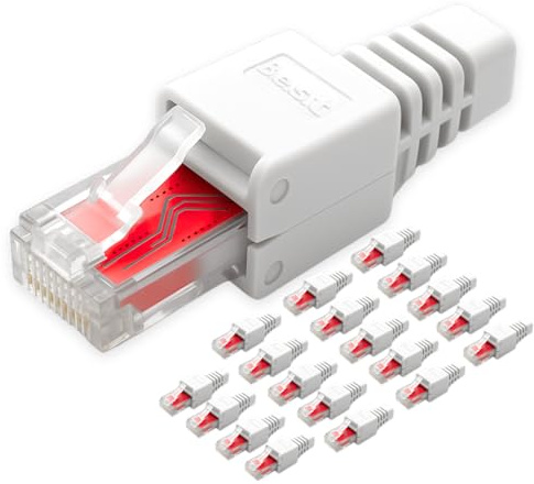 Germany B.e.s.t 20x Netzwerkstecker RJ45 CAT6 werkzeugfrei - Werkzeugloser LAN UTP Kabel Stecker für CAT5, CAT6, CAT7 - Geeignet für Verlege- und Patchkabel