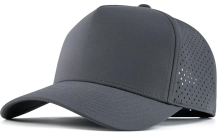 BOTVELA Men Adjustable Snapback Baseball Cap Vented Performance Laser Cut Mesh Hat (Dark Grey)