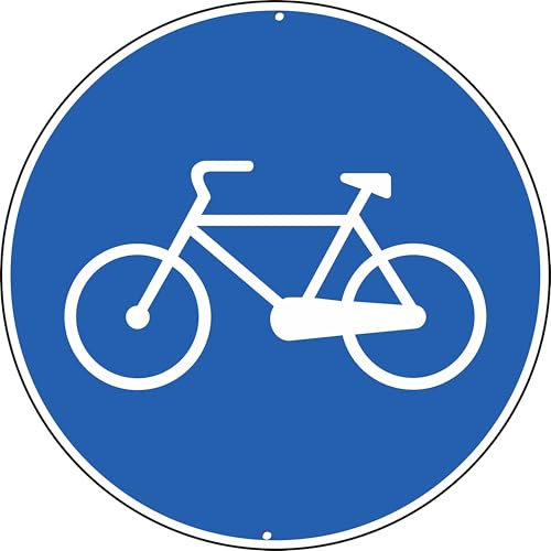 Pubblimania Verkehrsschild „Fahrradweg“, rundes Schild aus Aluminium/Metall, 3 mm dick, für den Außenbereich, Ø 30 cm