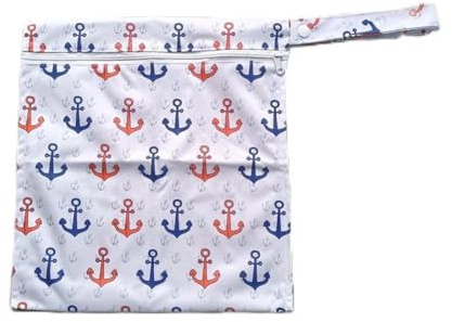 Wisafory Nasstasche Wiederverwendbare Wetbag Wickeltasche wasserdichte Windeltasche Stoffwindeln Organiser Nassbeutel mit Reißverschluss für Schwimmsachen Reisen Strand Baden Anker 40 x 45 cm
