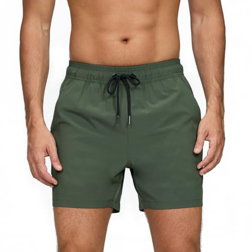 Aisprts Herr Baddräkt med Fickor med Blixtlås Andningsbara, Snabbtorkande Och Vattenbeständiga Herr Badkläder Sommarshorts med Nätfoder Och Dragsko