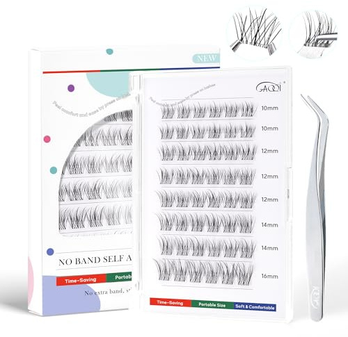 GAQQI Self Adhesive lash Clusters, Pre Glued Cluster Lashes 10-16mm Wispy & Natural Eyelash Clusters, No Band Press On Lash Extension, More Comfortable & Stronger Hold (Lace）