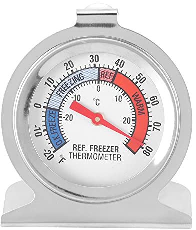 Zerodis Kühlschrankthermometer, Edelstahl-Kühlschrankthermometer mit Großem Zifferblatt, Gefrierraumthermometer, Gefriertemperaturanzeige für Kühlbox, Kühlkammer Usw