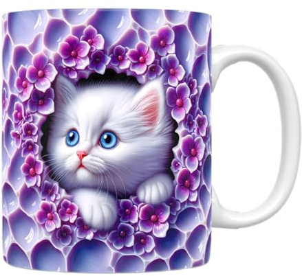 jopiuieo Tasse D'animal Mignon, Tasse À Café Mug Mignon Chat, Motif Chaton En Forme De Trou Mural, Tasse À Café En Céramique De Mur Pour Amies Ou À Offrir A La