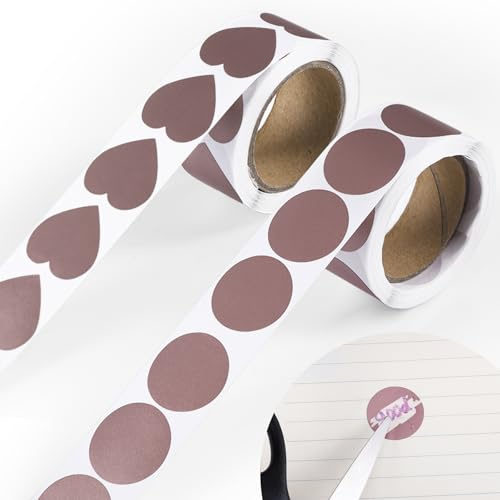 600uds Pegatinas para Raspar, 2,5cm Redondas y con Forma de Corazón Autoadhesivas para Crear Tus Propias Pegatinas para Raspar para Creación de Tarjetas de Rifa (Rosas)