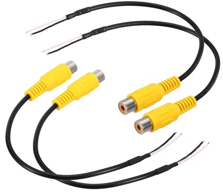 sourcing map Lot de 4 connecteurs RCA femelles jaunes de 20,3 cm vers câble nu à extrémité ouverte pour amplificateur et haut-parleur