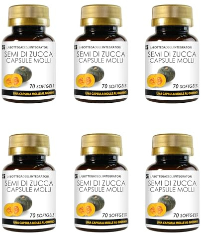 Semi di Zucca 420 Softgels | Perle con Olio Spremuto a Freddo titolato in Omega 3 Omega 6 e Omega 9, Acido Linoleico e Acido Oleico | 1 Softgel al giorno