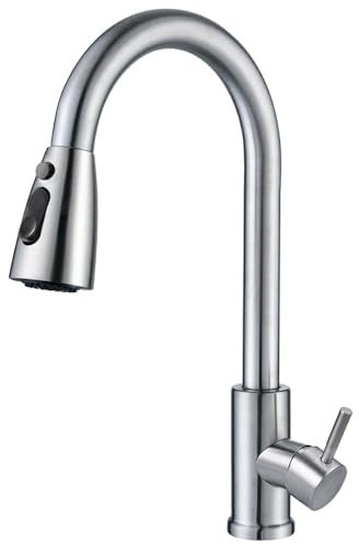 Faburo Rubinetto Lavello Cucina, con Doccetta Estraibile, Miscelatore Cucina in Acciaio Inox con Girevole a 360 °, 3 Modalità, Risparmio Idrico