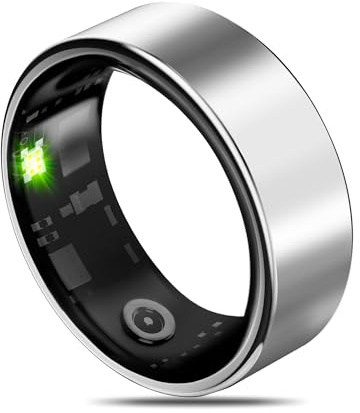 Smart Health Ring for Women Men Fitness Tracker with Heart Rate, Blood Oxygen, Blood Pressure, Sleep Monitoring, Step Counting, IP68 Waterproof for iPhone and Android, No Subscription Fee, Silver 10