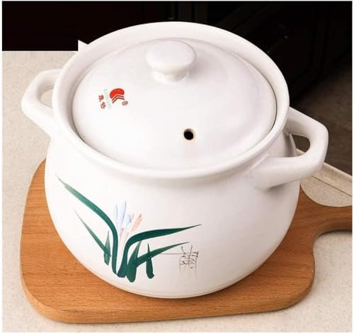 Olla de Barro para cocinar, cazuela de cerámica con Tapa Resistente al Calor, Cacerola de gres, Olla de cocción Lenta, cazuela para bibimbap, 4,5 l (2,8 l)