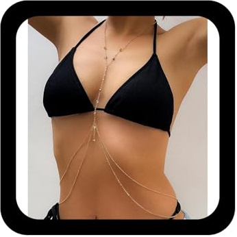 Wendalern Chaîne De Corps En Strass Pour Femmes Collier De Corps En Diamants Superposés Cz Cristal Chaîne De Taille De Ventre Plage Bikini Boîte De Nuit Accessoire De Bal De Fin D'année