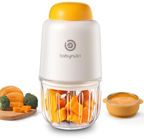 BabyNutri Baby Food Processor – Puree Blender for Baby Meals, Glass Bowl & Stainless Steel Blades, BPA-Free, Simple One-Touch Food Grinder for Baby Meals