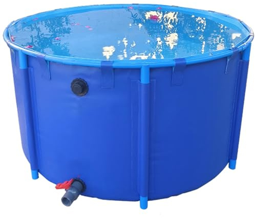 Above-Ground Canvas Fish Pond, Steel Frame Pool with Drain Valve for Water Storage, Irrigation, and Aquatic Breeding