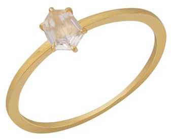 Homxi Trauringe Ring Gold 585 Damen, Solitär Unregelmäßig mit Kristall, Damen Ringe Eheringe Verlobung Gold Größe 52 (16.6)