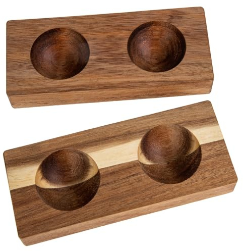 MOTHNUR 2 pezzi Portauova da Frigorifero in Legno Naturale Vassoio con Slot Ampi per Uova Standard Organizer Cucina per Conservare e Esibire Uova Fresche Sode e Pasquali