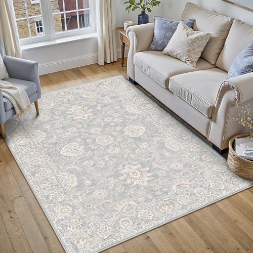 PureCozy alfombra para salón 80x150cm dormitorio azul alfombras lavables antideslizantes estilo boho vintage alfombra para sala de estar alfombra para comedor alfombra para oficina retro de pelo corto