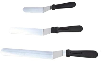 Cream Frosting Spatula Icing Spatula Angled Stainless Steel Palette Curved Offset Blade Professional Frost Cream Cake Pastry Baking Angled Icing Spatula(3pcs)