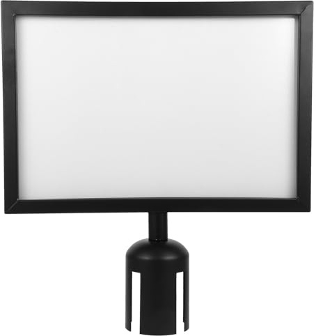 VILLCASE Stanchion Sign Holder for Queue Line Pole, A4 Horizontal Retractable Belt Post Top Sign Frame, Commercial Airport Crowd Control Barrier Display Holder
