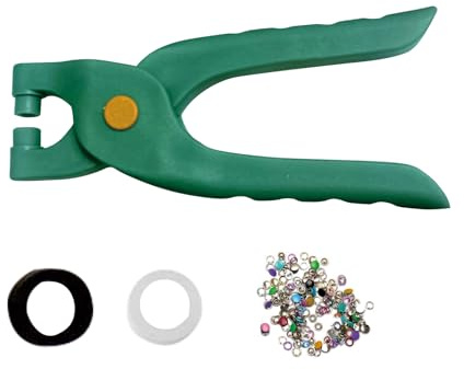 Generisch Juego para tela con ojales, herramienta portátil con 200 ojales, pinza de mano para presión | Prensa de ojales manual para cuero, zapatos, tela, cinturones, lonas, papel, banderas,