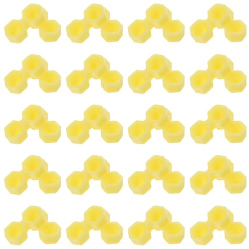 IMIKEYA Mini contenitore organizer per colla per ciglia con due fessure, cono esagonale, in plastica gialla, 400 pezzi, supporto per extension per ciglia professionale in salone