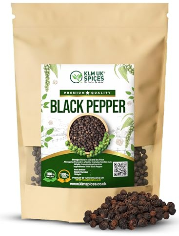 Whole Black Peppercorns – Premium Quality Strong Aromatic Pepper – Ideal for Grinders & Cooking – Resealable Freshness Pouch (100g)