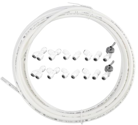 5m Tuyau D'alimentation en Eau Universel, Connecteur de Tuyau de Réfrigérateur 1/4,Kit de Connexion pour réfrigérateur,Kit de Raccordement d’Eau de Réfrigérateur,Incluant Raccords et Robinets