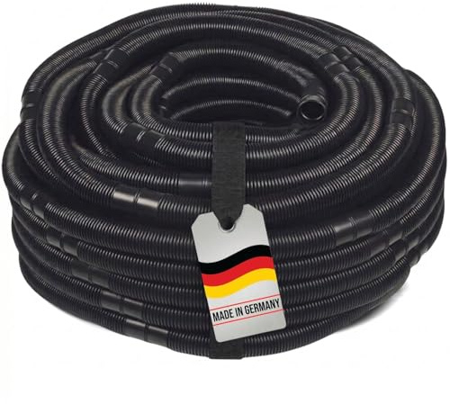 10m Solarschlauch de Luxe Ø 38 mm schwarz - UV-beständig und unterdruckbeständig - mit Doppelmuffe alle 50 cm - temperaturbeständig von -40 bis +70 C - Made in Germany