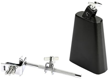 HINTRMENT Professionelle Kuhglocke für Schlagzeug Drumset aus Metall in Schwarz mit Kräftigem Klang und Stabiler Verarbeitung für Schüler und Anfänger