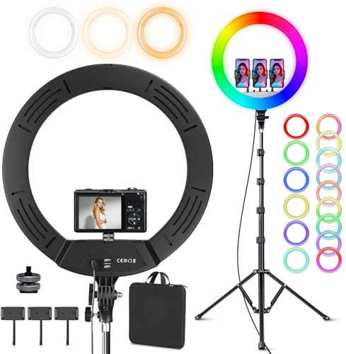 Ekasoco Anello luce LED, grande con treppiede
