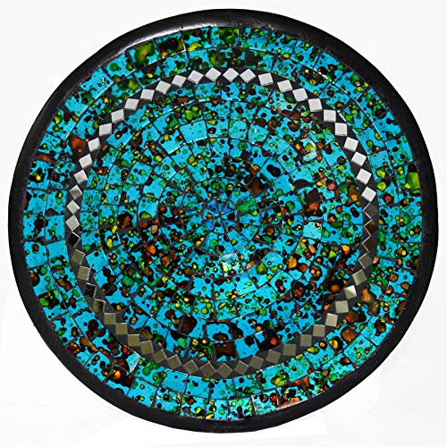Simandra Ciotola Mosaico Audio shell Ciotola in vetro Guscio decorativo Mosaico in vetro mosaico Mattoni vetro Decorazione Fatto a mano Colore ciotola tondo Specchio XL - blu, X-Large