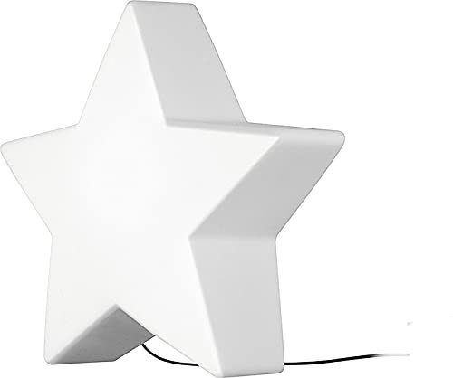 Dekoleuchte Außen Kunststoff Weiß IP44 Garten Terrasse 46 cm E27 max. 40W Stern dekorativ Moderne Stehlampe Balkon STAR