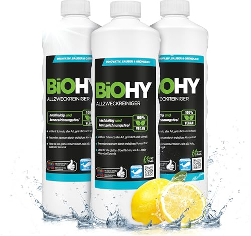 BiOHY Detergente multiuso (3 bottiglie da 1l) | Detergente universale professionale delicato per la casa e l’auto | Completamente biodegradabile (Allzweckreiniger)