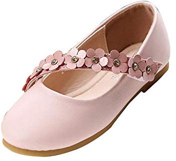 Scarpe Bambina Ballerine, Eleganti Scarpe Mary Jane Ragazza Tacco Basso Scarpette Neonata Scarpe da Ballo Balletto Scarpine Primi Passi Antiscivolo Rosa 33 EU