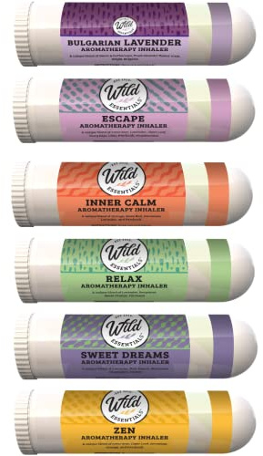 Wild Essentials Relaxation 6 Aromatherapy Nasal Inhaler Multi Pack Made with 100% Natural, Therapeutic Grade Essential Oils to Help Keep You chill and Relaxed