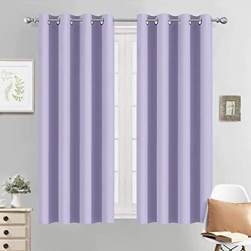 Yakamok Room Darkening Grommet Window Drapes Thermal Insulated Light Blocking Blackout Curtains for Bedroom(52Wx54L,Lilac,2 Panels)