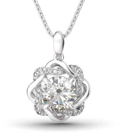 Jeulia Damen Halskette 925 Sterling Silber Knoten der Liebe Halskette mit Blume Anhänger Halskette Schmuck Geschenk für Damen mit Geschenkbox und Karte