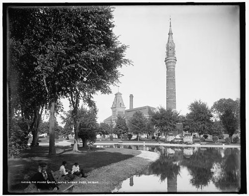 HistoricalFindings Photo: Power House,Pumping Station,Towers,Water Works Park,Detroit,Michigan,MI,1890