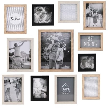 HOME DECO FACTORY Bilderrahmen für 12 Bilder, Holz, 22.5cm x 27.5cm