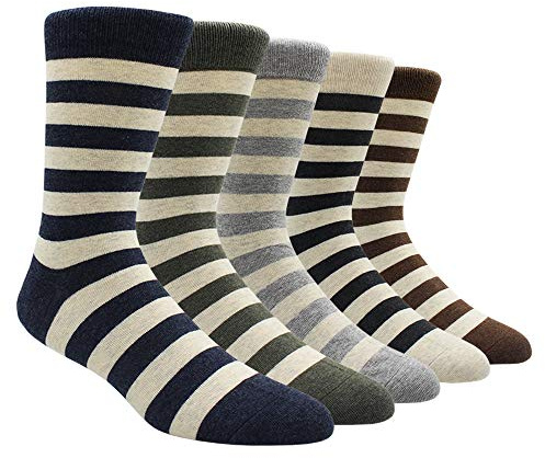 TOEJYJ Dress Socks for Men, Pattern Funny Casual Socks Pack, Colorful Striped Cotton Novelty Socks Size 10-13