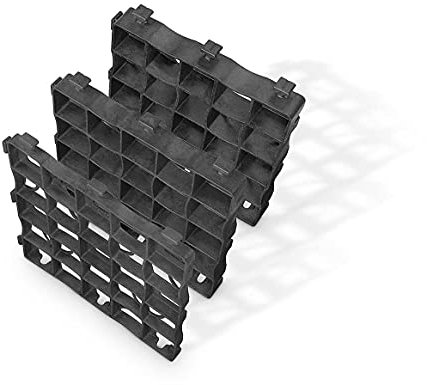 BAUZAUNWELT Rasengitter aus recyceltem Kunststoff ECO GRID X5 - Abmessung: ca. 330 x 330 mm - Fläche: ca. 20 m² (180 Gitter) - Nutzhöhe: 48 mm - Belastbarkeit unbefüllt: 175 t/m²