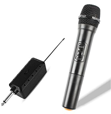 ZONADAH Microphone sans fil unique,Système de micro rechargeable avec récepteur et anneau antidérapant,Distance de transmission de 30 à 100 m,Pour karaoké, scène, activités de plein air