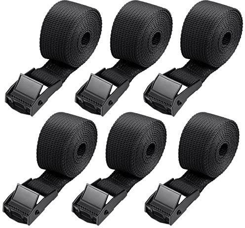 Hejo 6 Stück Spanngurte kurz, Spanngurt 1m, Verstellbare Zurrgurte mit klemmschloss, für Motorrad, Gepäckpakete, Camping (Schwarz)