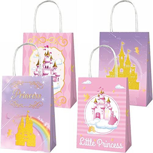 Kiwochy 12 x Prinzessin Party Süßigkeiten Geschenk Papiertüten Favor Taschen Kindergeburtstag Geschenktüten Candy Tüten Mitgebsel Tüten Geburtstags Zubehör Hochzeit