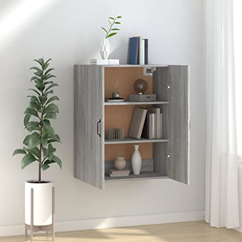 WIFESE Hängeschrank 69,5x34x90 cm Küchenschrank Küchenzeile Wandschrank Für Wohnzimmer Küche Schrank Badezimmerschrank Badezimmermöbel Cabinet Hängend Grau Sonoma Holzwerkstoff mit Türen