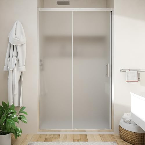 Box Doccia Nicchia 110cm Apertura Scorrevole Vetro Temperato Opaco 6mm Trattamento Anticalcalcare Maniglia in Acciaio Inox 304 h190cm mod. Tenerife