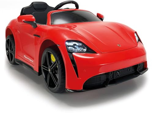 INJUSA - Batteridriven Elbil Porsche Taycan, för Barn 2 till 4 År, 12V Batteri, med Pedal Accelerator, Fjärrkontroll, 2 Hastigheter och Backning, Max. Hastighet 6 Km/h, Färg Röd
